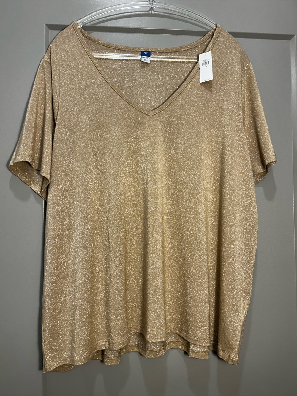 Old Navy | V-Neck Short Sleeve Top | Women’s |  Metallic Gold | XXL | NWT